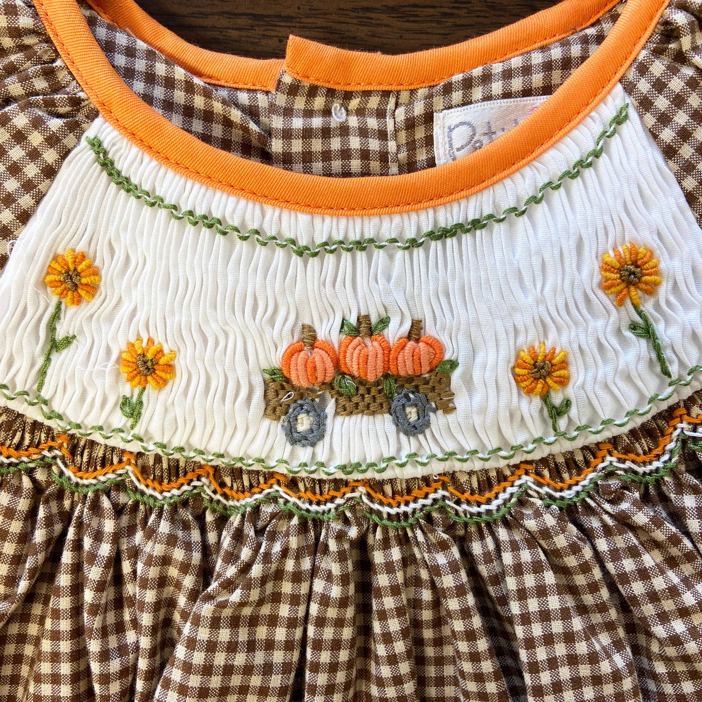 Picture Smocked Pumpkin Dress