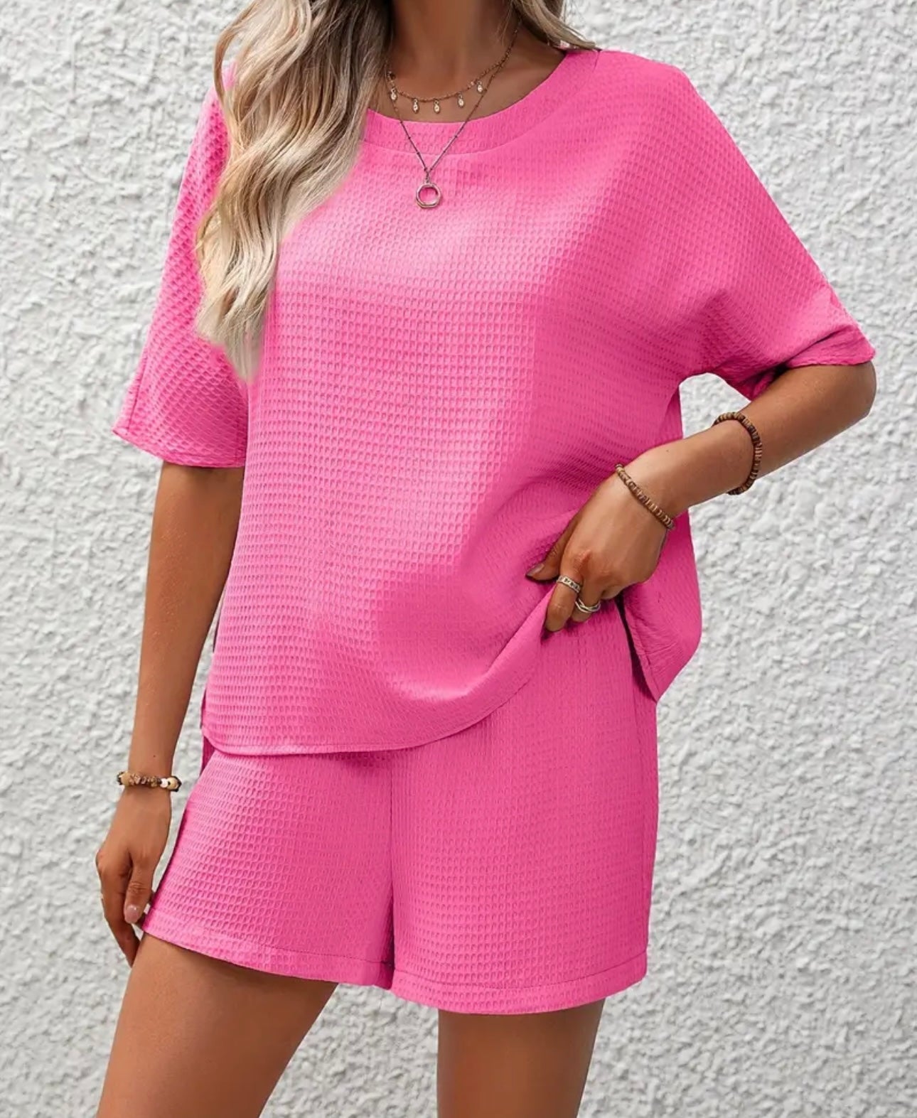 2pc Textured Top & Shorts