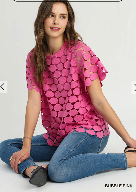 Umgee Bubble pink short sleeve top