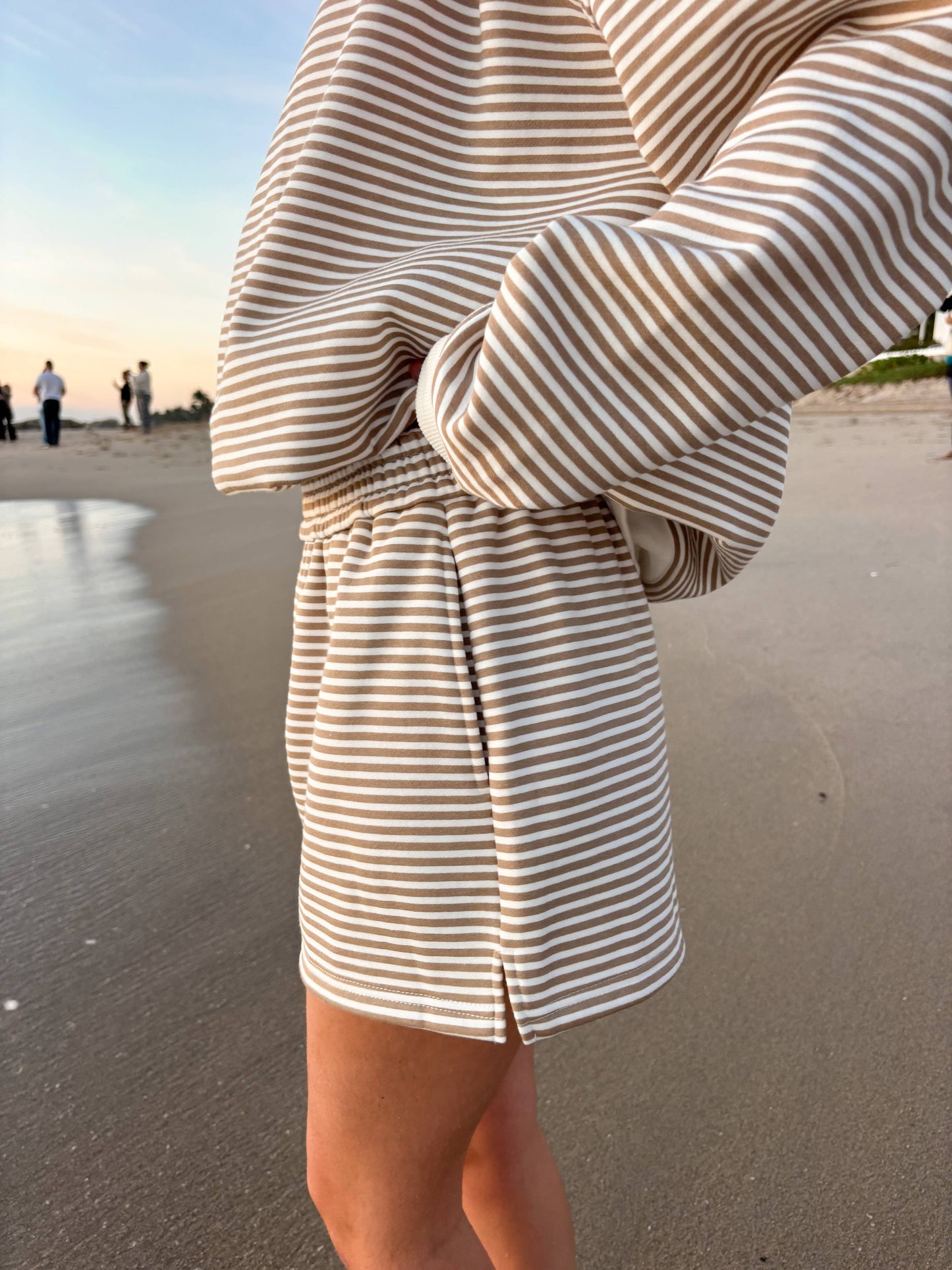 Brown and White Striped Shorts