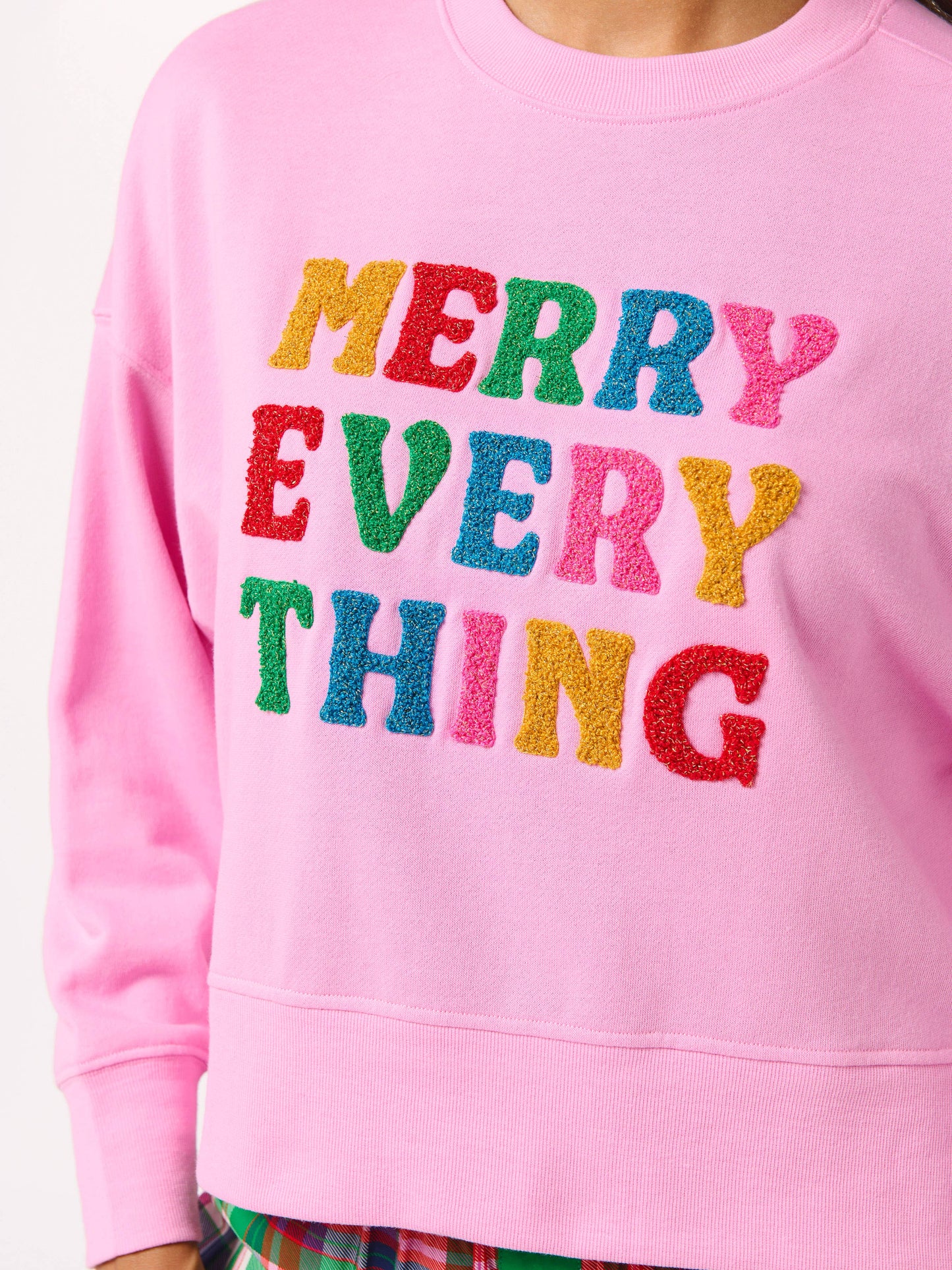 "MERRY EVERYTHING" RELAXED SWEATSHIRTS,CANDY PINK