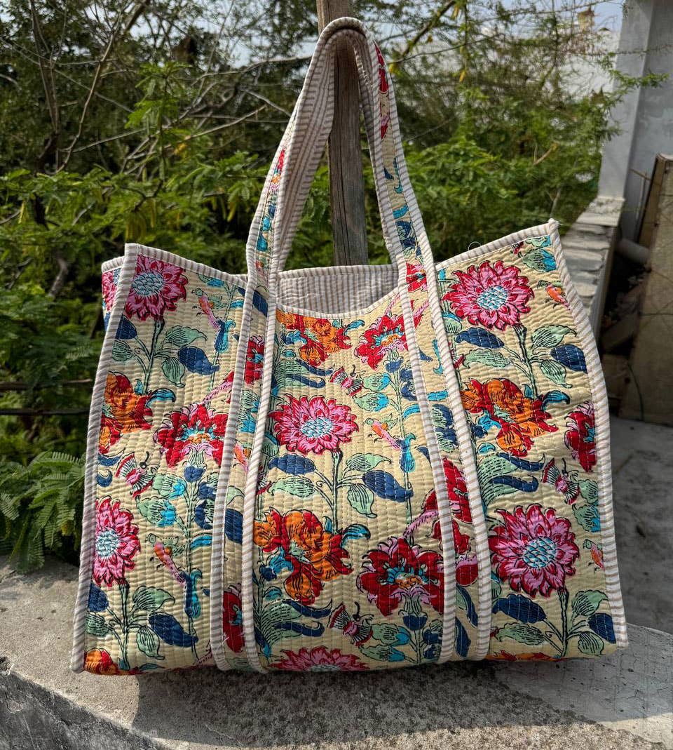 Stylish Bag Floral Print Bag Quilted Cotton Bag Shoulder Bag