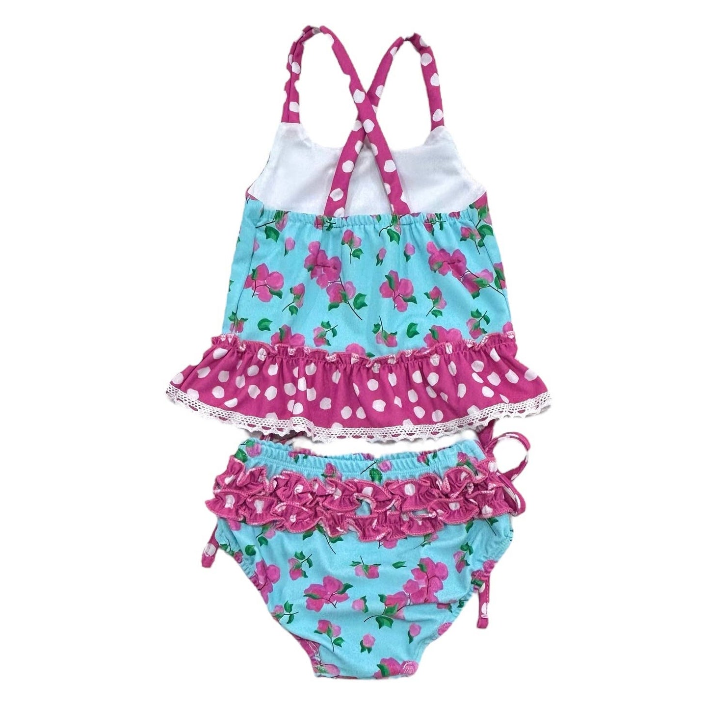Girls Swimsuit - Ruffle Tankini - Bougainvillea