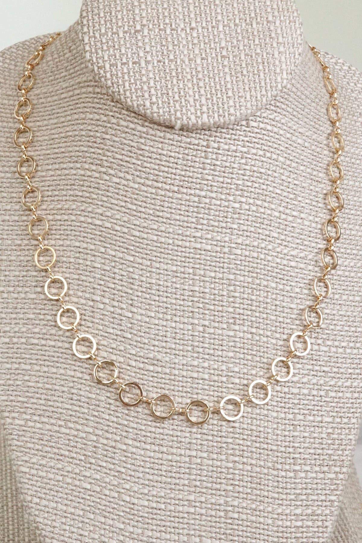 Small circle hoop links dainty chain necklace Gold Silver