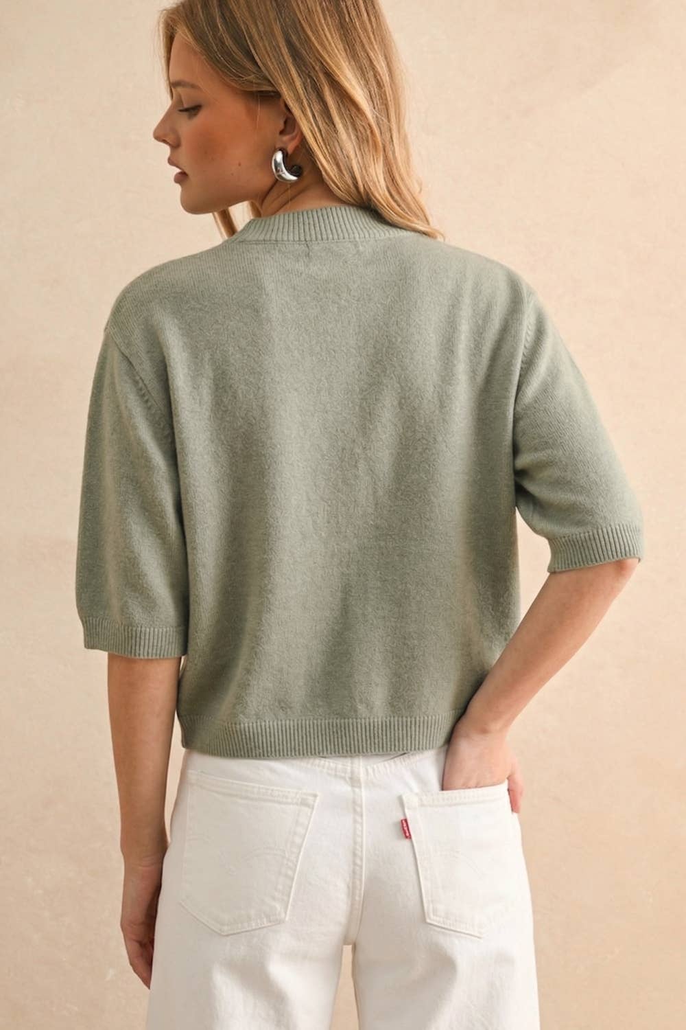 T3675   SHORT SLEEVE SWEATER TOP