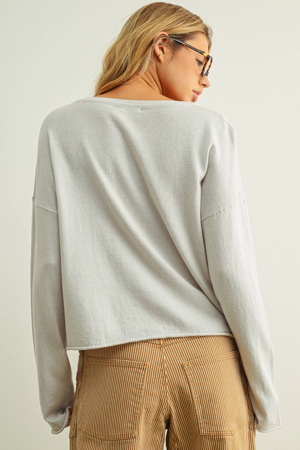 ESSENTIAL LONG SLEEVE ROLLING HEM TOP