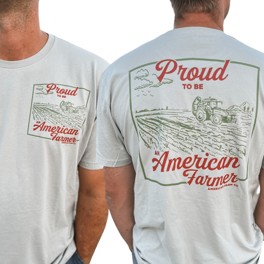 Western 'Proud American Farmer' Stone Graphic Tee