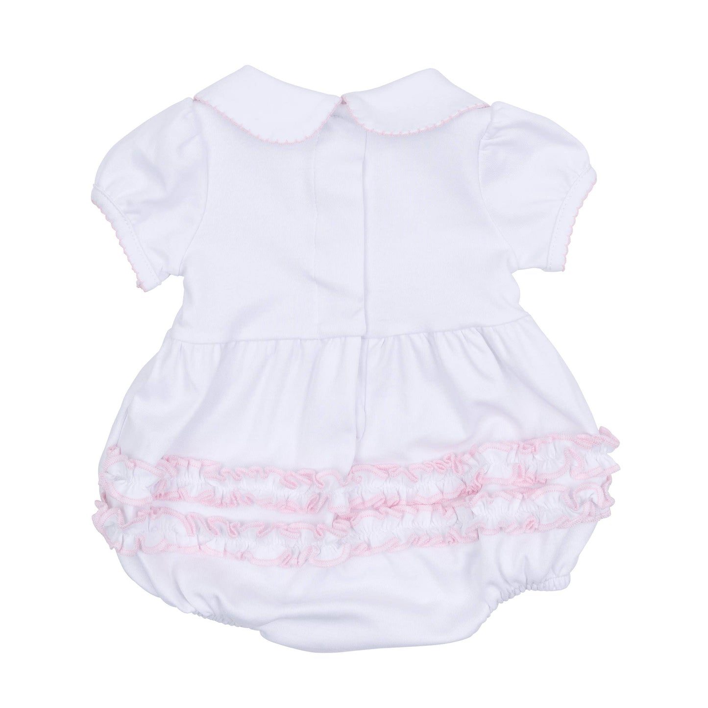 Essentials Solid Collared Ruffle Bubble - White Pink