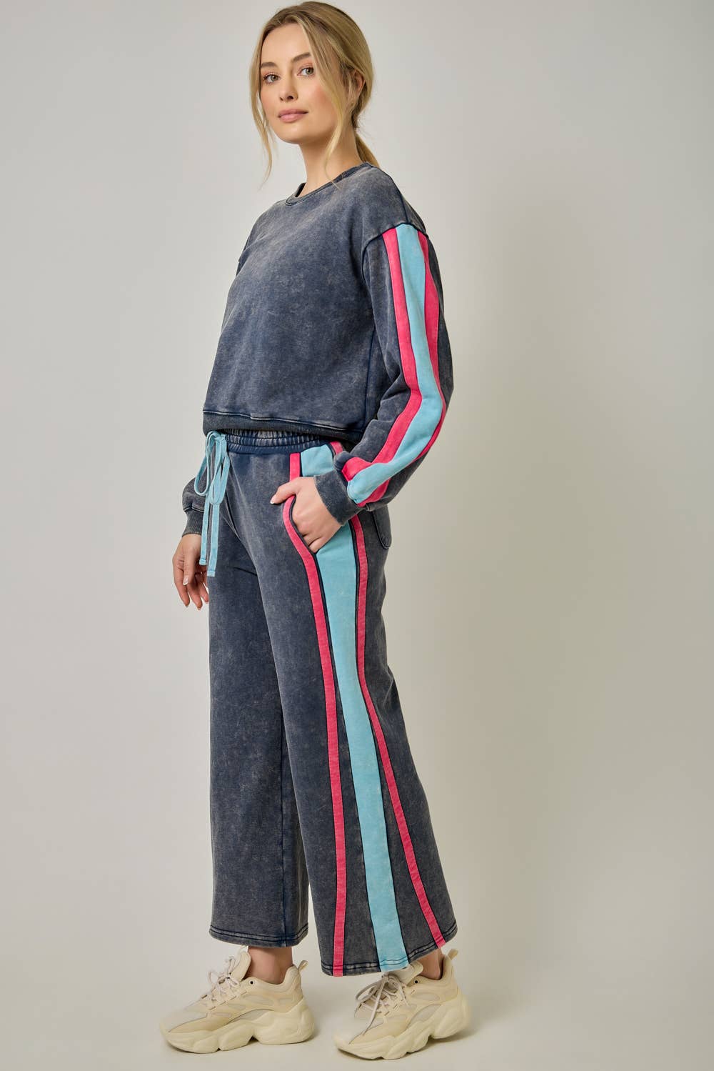 Color Block Terry Sweatshirt & Sweatpants
