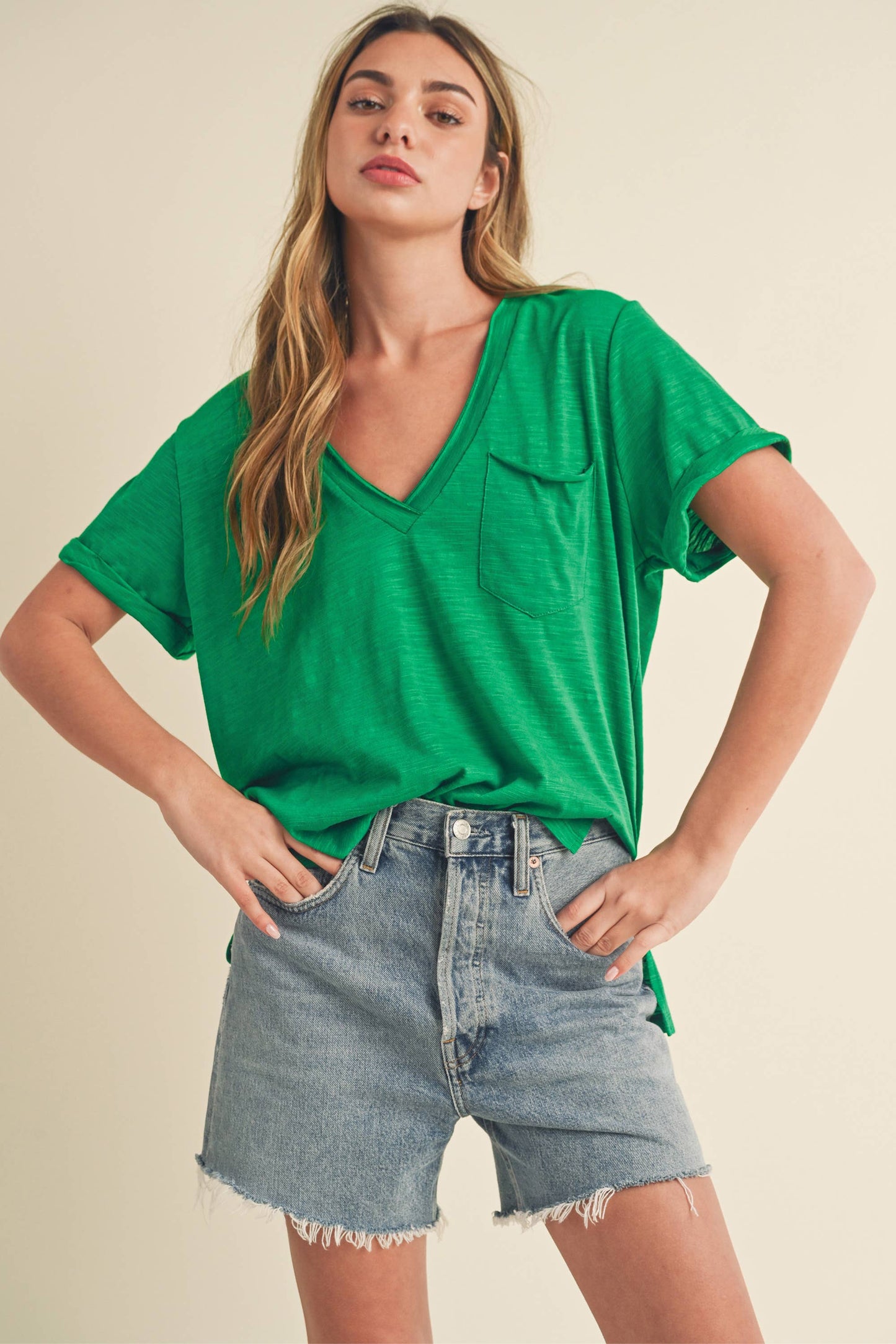 Zoie V-Neck Short Sleeve Top