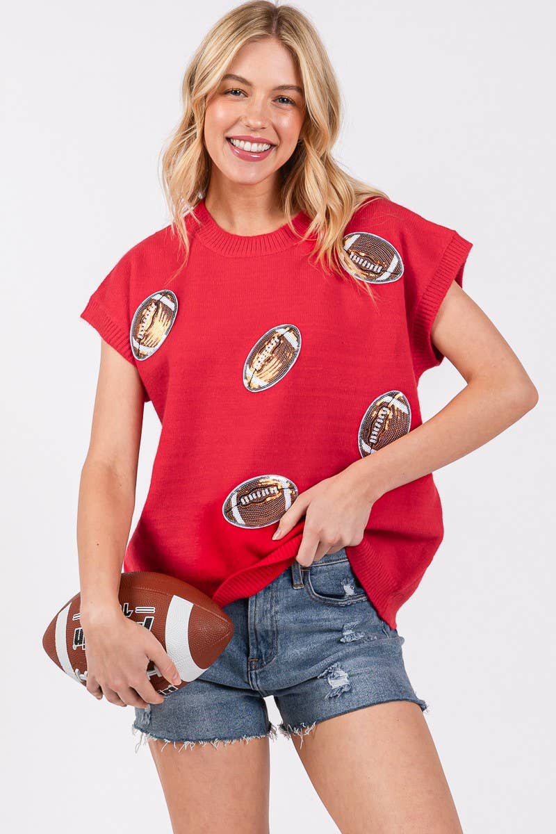 GAME DAY FOOTBALL PATCH SWEATER TOP