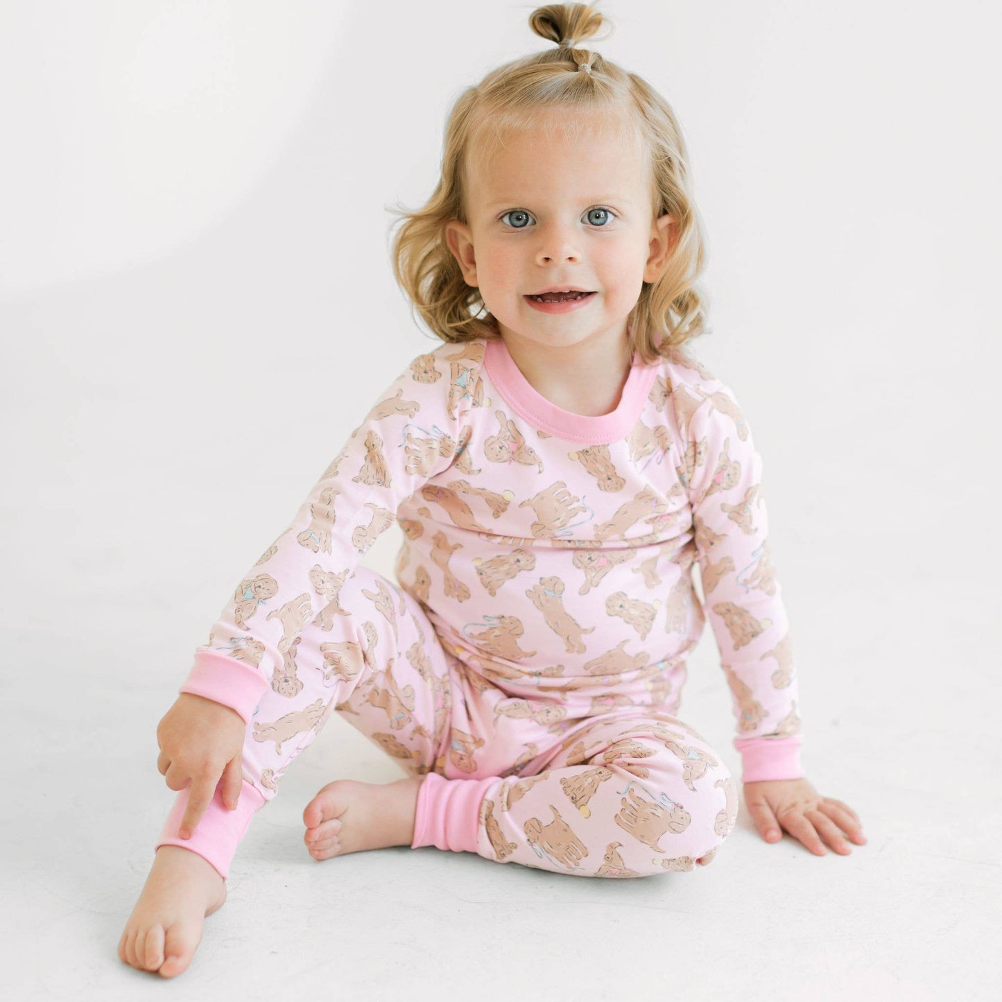 Golden Pup Long Pajamas - Pink