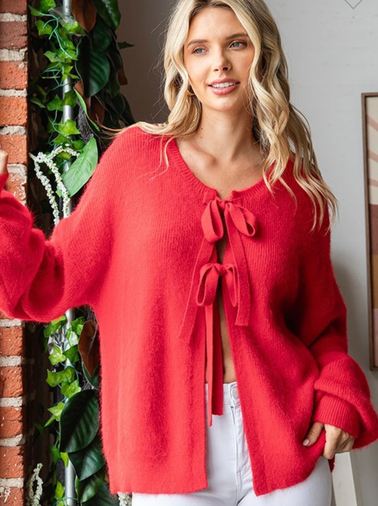 Ribbon Tie Front Sweater