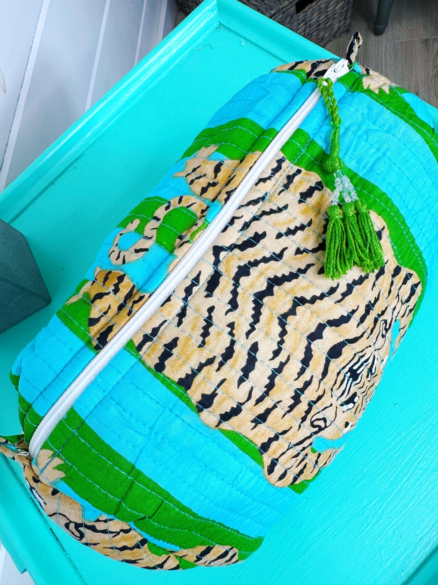 Cosmetics Bag | Quilted Makeup Bags | Toiletry Bag | Tiger
