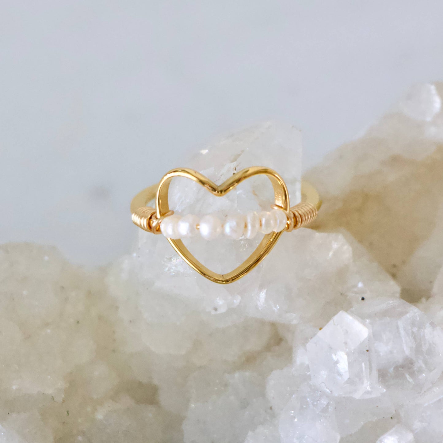 Pearl Heart Ring - Tarnish Free