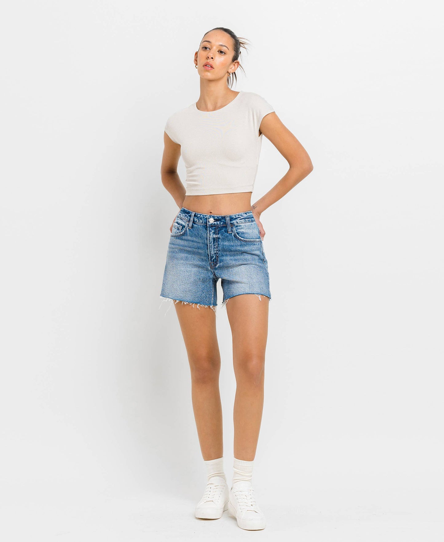 HIGH RISE WAIST CLEAN CUT A LINE SHORTS T6368