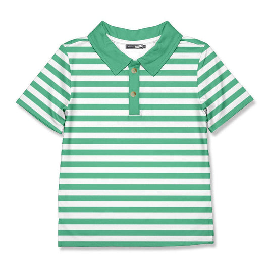 Boys  Green & White Stripe Polo