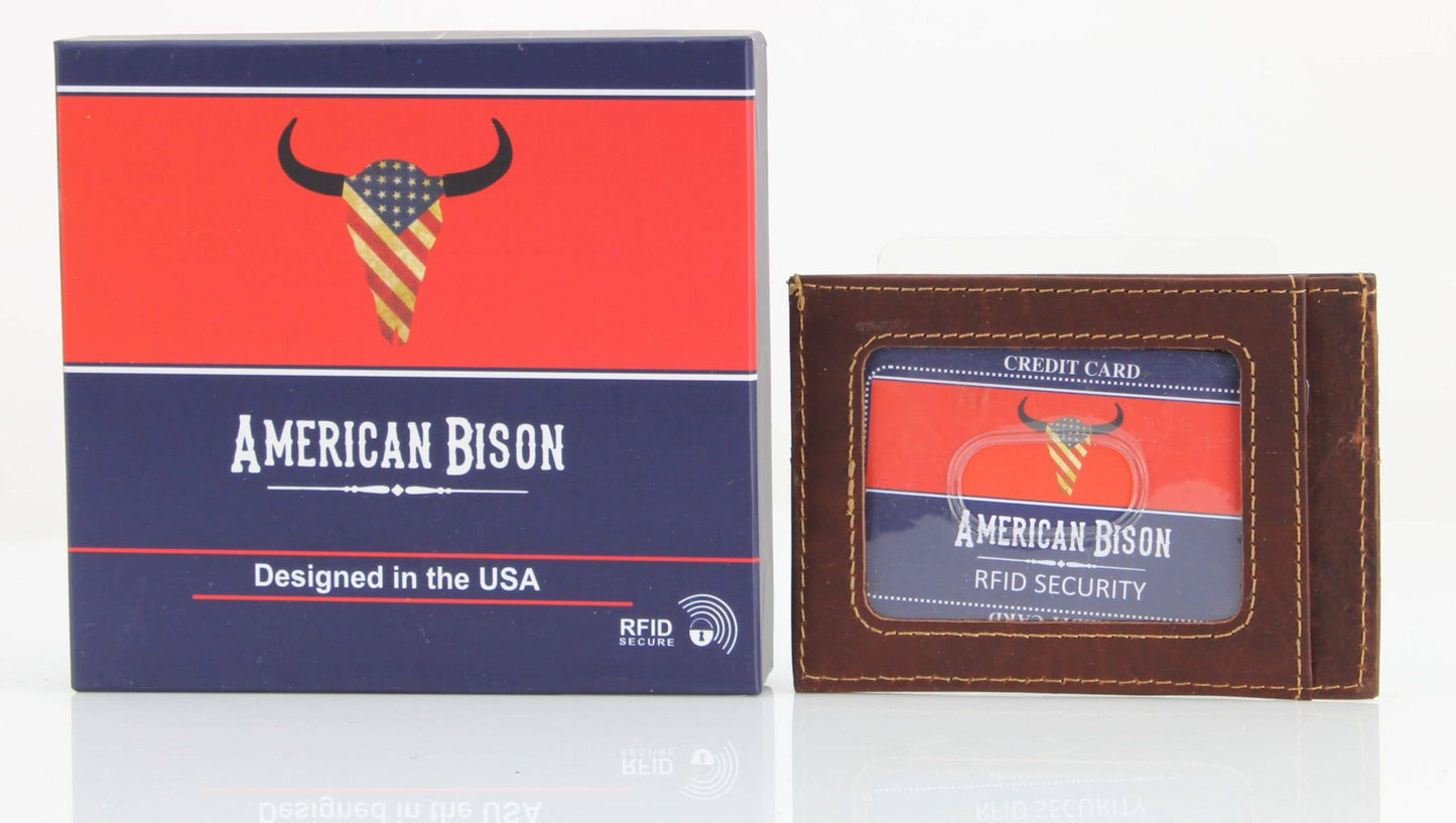American Bison RFID Leather Card Case 8035