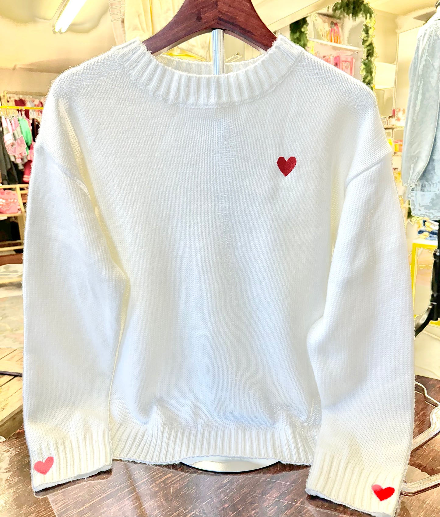 White Sweater with Hearts