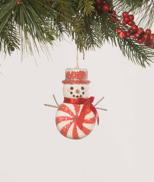 Peppermint Snowman Ornament