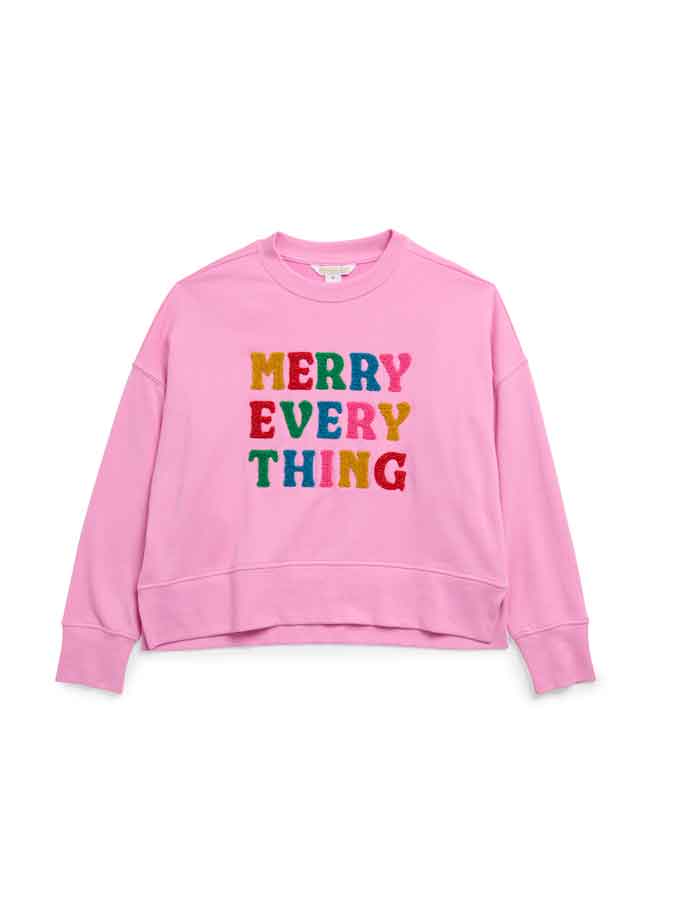 "MERRY EVERYTHING" RELAXED SWEATSHIRTS,CANDY PINK