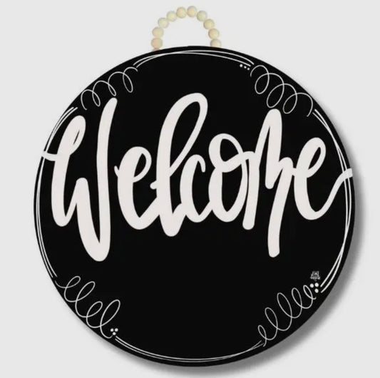 DK Black Circle “Welcome” Door Hanger (holds mini)