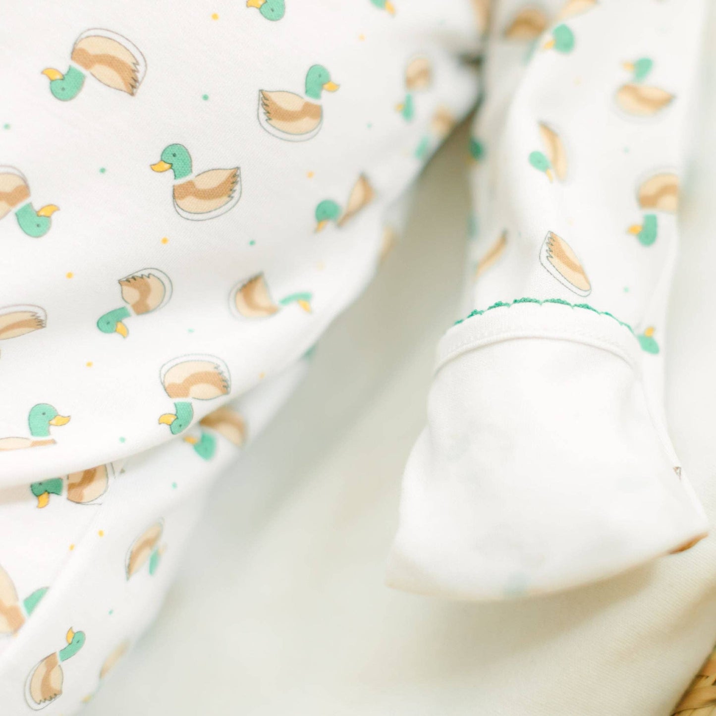 Mini Mallard Print Zip Footie - Green