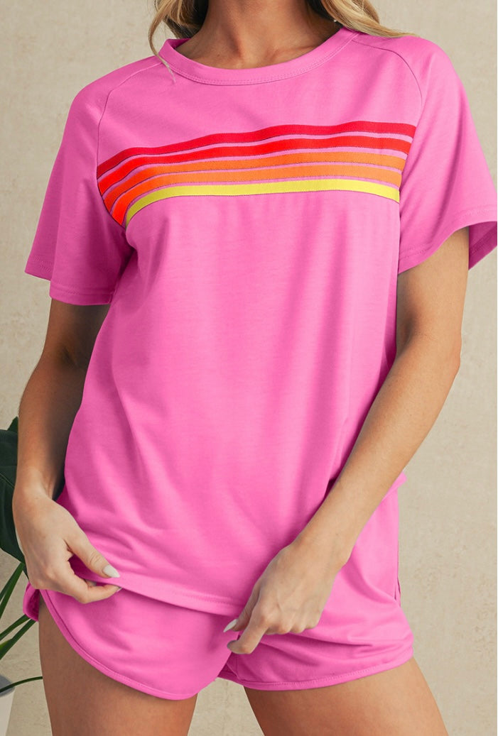 Colorful Stripe Short Sleeve Tee