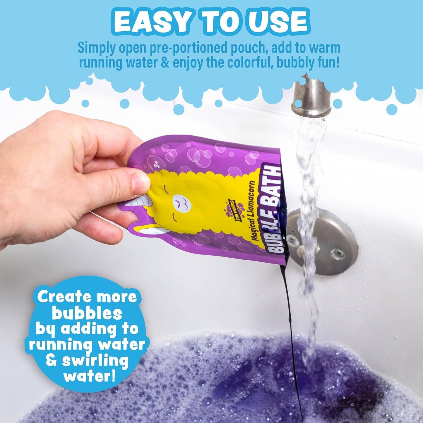 Tub Works® Magical Kids Bubble Bath Pink, Purple & Teal Bath Colors