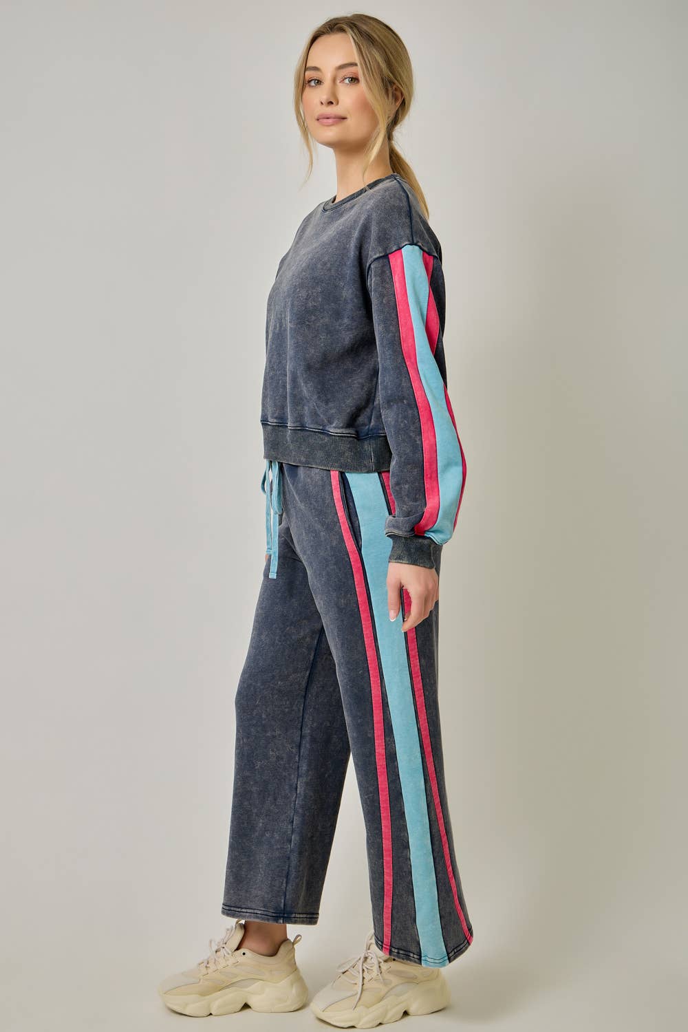 Color Block Terry Sweatshirt & Sweatpants