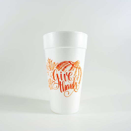 20oz. Styrofoam Cup 10 Pack Sleeve {Give Thanks Pumpkin}
