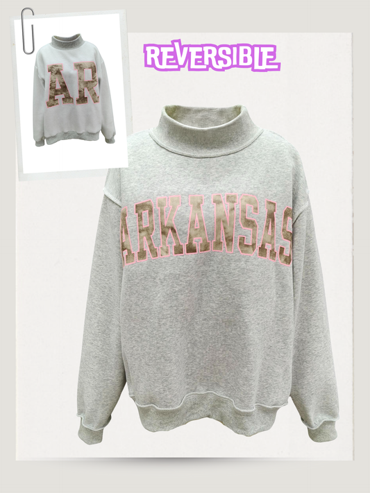 IT2594-ARKANSASCAMO Embroidered Mock Neck Sweatshirt