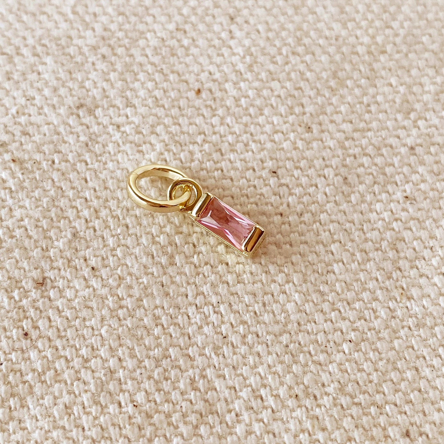 18k Gold Filled Baguette Birthstone Charm