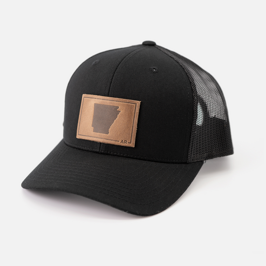 Arkansas Silhouette Hat | Leather Patch Trucker Hat