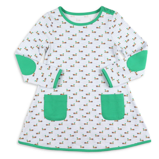 Girls Quinn Dress - Mallard Stripe