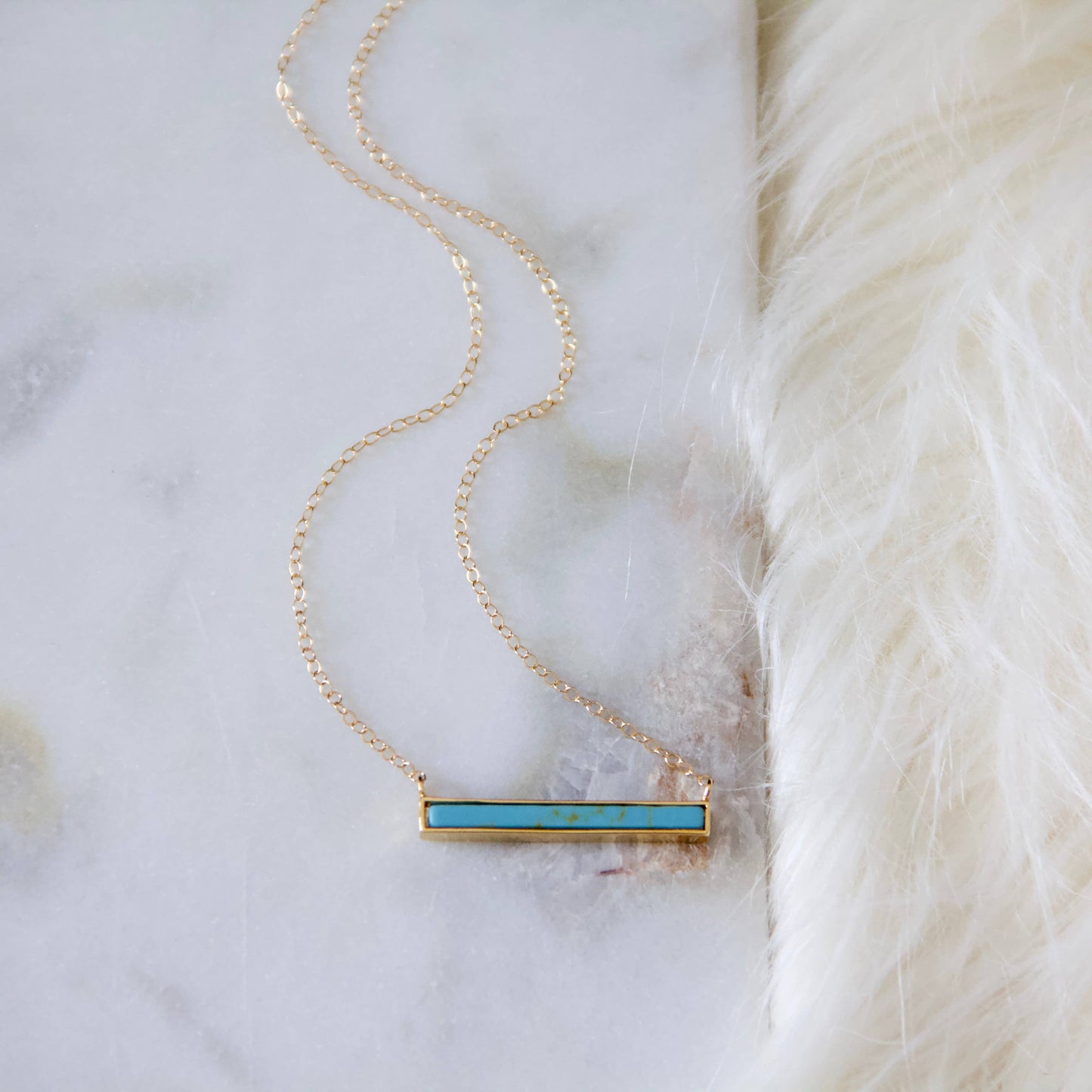 Turquoise, White Turquoise Bar Necklace