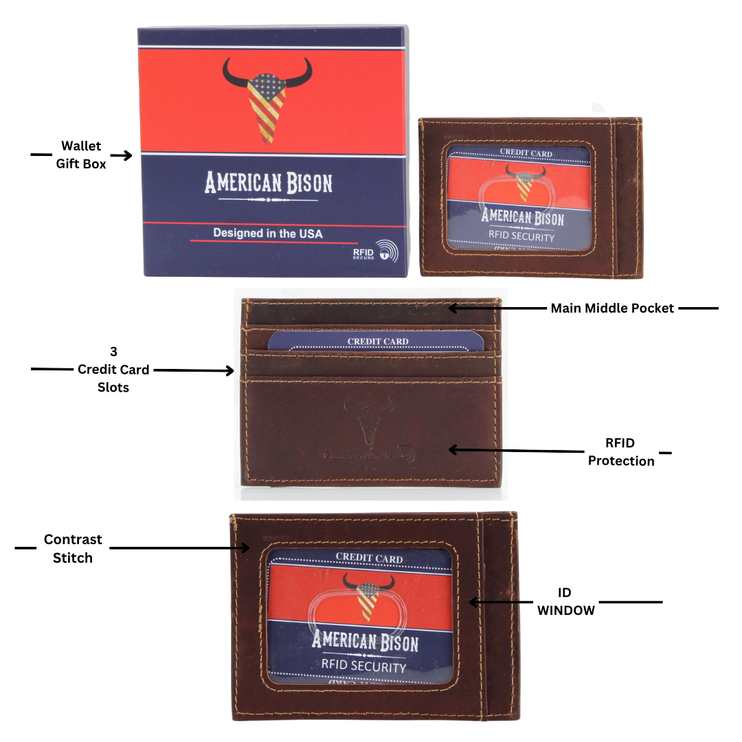 American Bison RFID Leather Card Case 8035