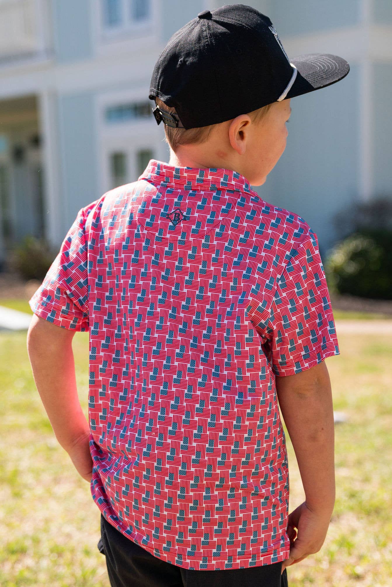 Youth Sizing - Performance Polo - American Flags Print