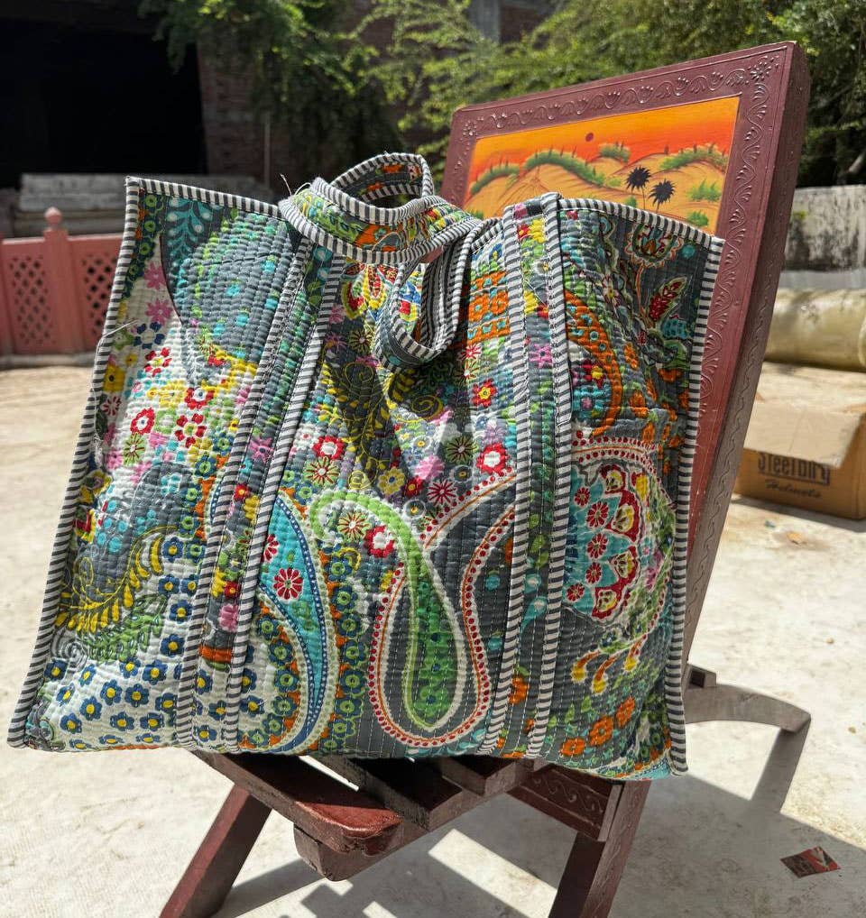 Paisley Printed Quilted Cotton Bag Shopping Bag Shoulder Bag