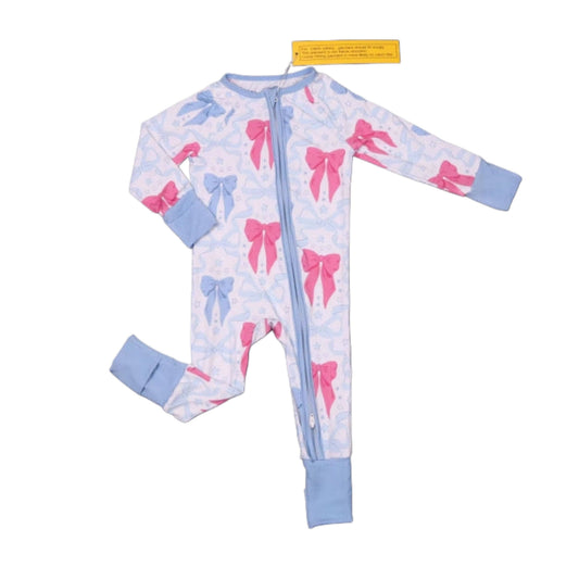 Blue & Pink Bow Bamboo  Zippy