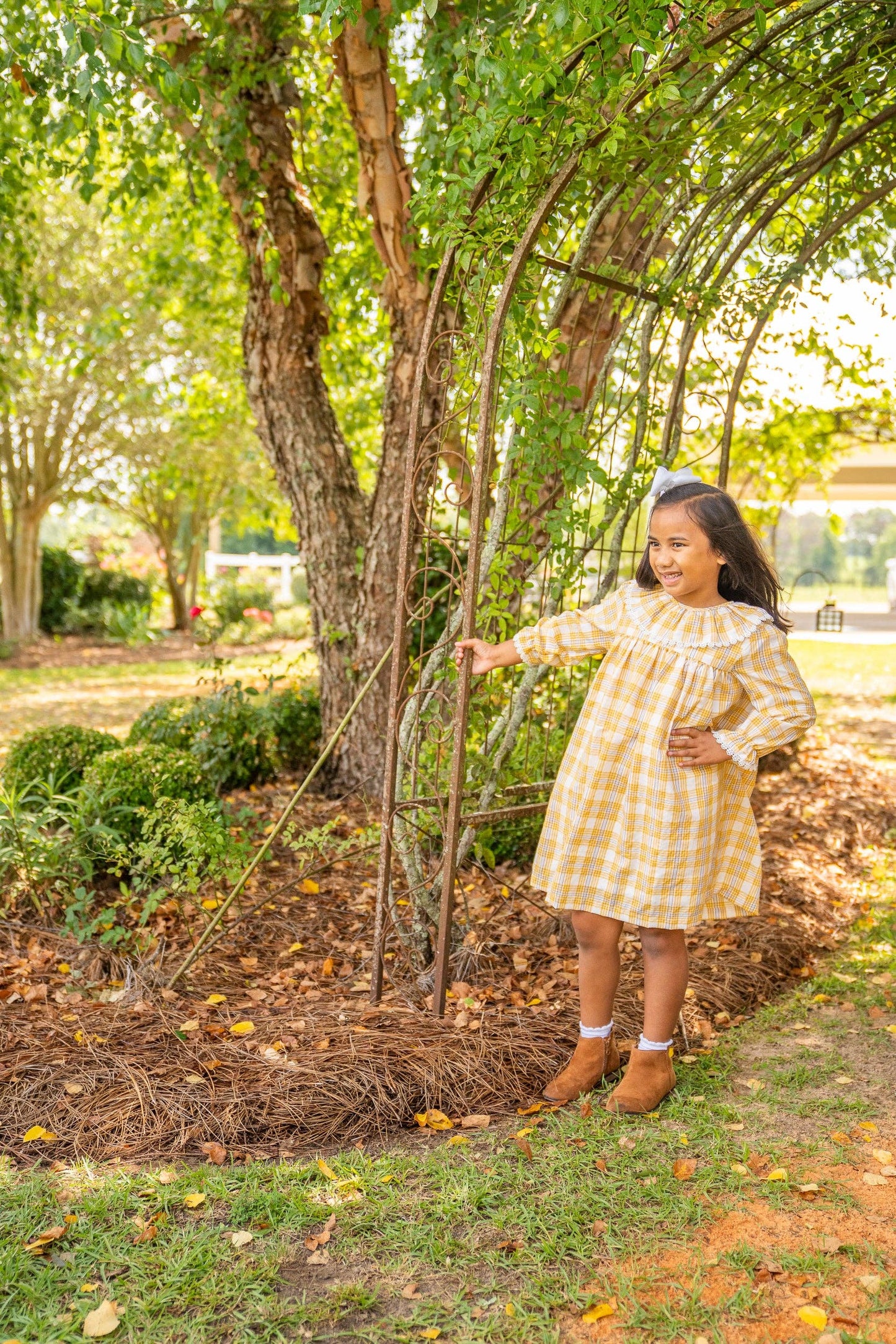 Hunter Mustard & Blue Plaid Kid's Dress