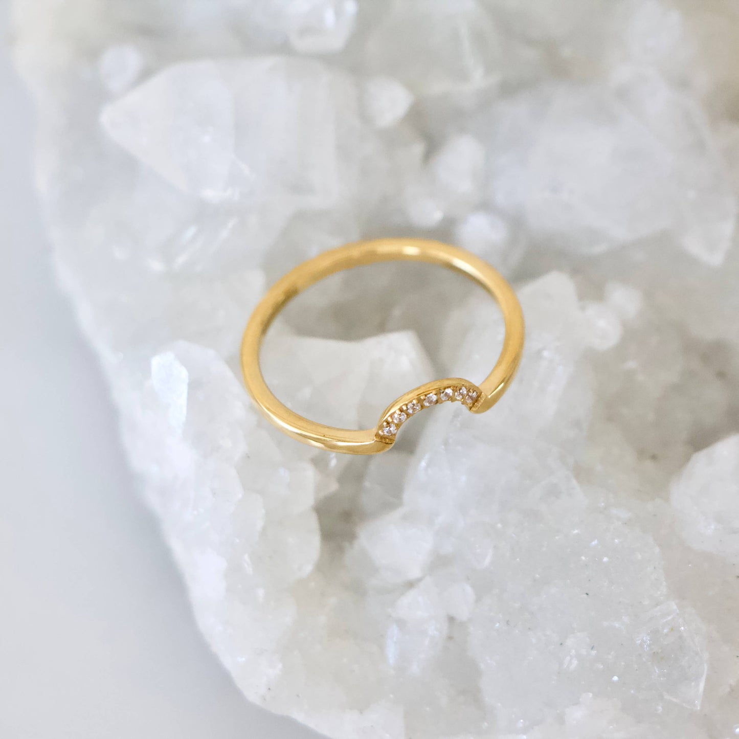 CZ Half Moon Stack Ring - Waterproof