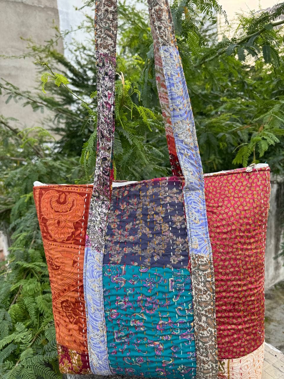 Indian Silk Kantha Women's Shoulder Patchwork Bag