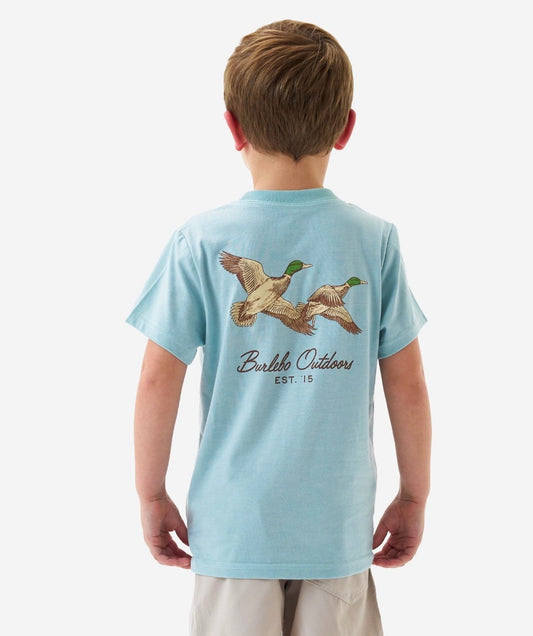 Burlebo Youth Flying Mallards Heather Sky Blue Tee