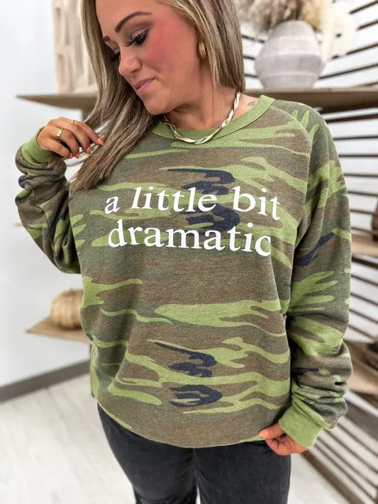 A Little Bit Dramatic Camouflage Graphic Crewneck