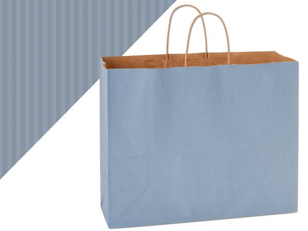 Recycled Shadow Stripe Kraft Paper Shopping Bags