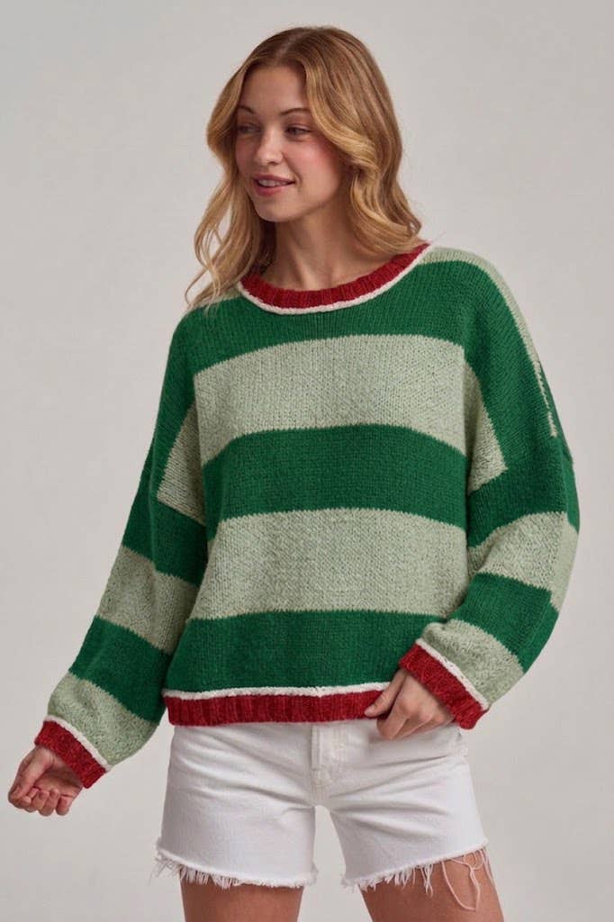 HOLIDAY CHRISTMAS STRIPE CASUAL COZY SWEATER_JLT00353-02