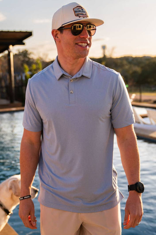 Performance Polo - Heather Sky Blue