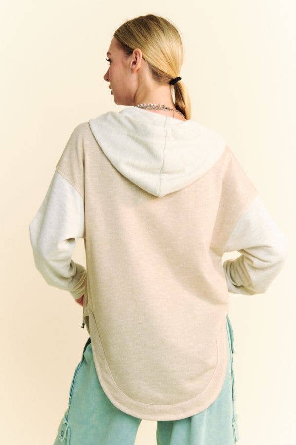 HEATHER FRENCH TERRY COLOR BLOCK SWEATSHIRT HOODIE