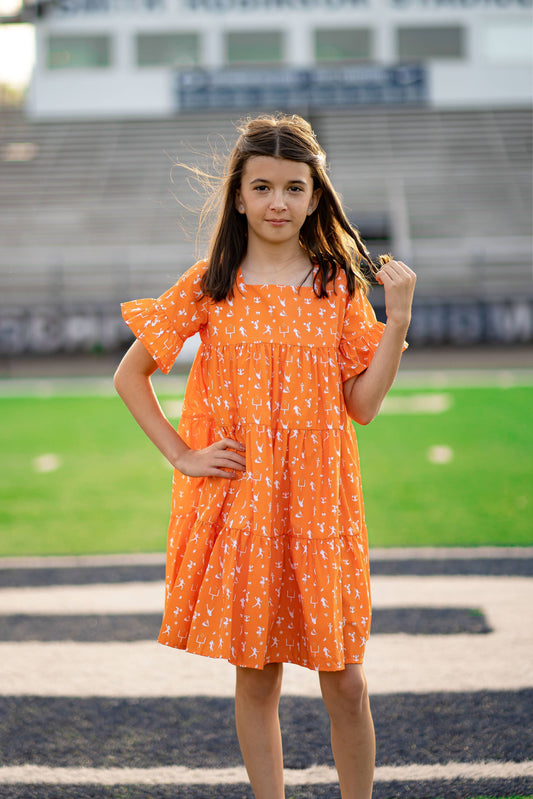 Game Day Tier Dress - Orange